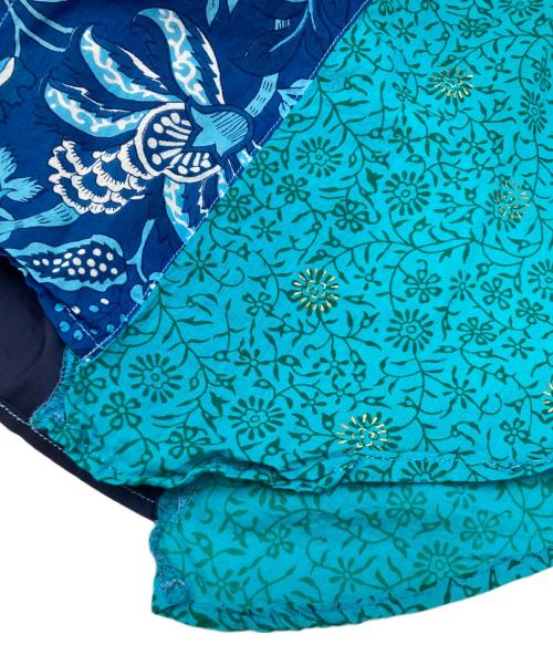 YSTRDY'S TMRRW（イエスタデイズトゥモロウ）YSTRDY'S TMRRW (イエスタデイズトゥモロウ) SILK ROAD FABRIC MIX PANEL SHIRT ネイビー サイズ:mediumの古着・服飾アイテム