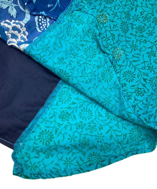 YSTRDY'S TMRRW（イエスタデイズトゥモロウ）YSTRDY'S TMRRW (イエスタデイズトゥモロウ) SILK ROAD FABRIC MIX PANEL SHIRT ネイビー サイズ:mediumの古着・服飾アイテム