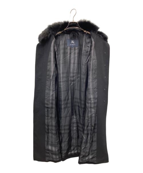BURBERRY LONDON（バーバリーロンドン）BURBERRY LONDON (バーバリーロンドン) フォックスファー付アンゴラブレンドステンカラーコート ブラック サイズ:46の古着・服飾アイテム