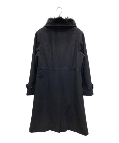 BURBERRY LONDON（バーバリーロンドン）BURBERRY LONDON (バーバリーロンドン) フォックスファー付アンゴラブレンドステンカラーコート ブラック サイズ:46の古着・服飾アイテム