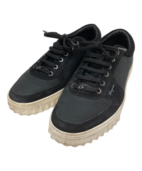 Salvatore Ferragamo（サルヴァトーレ フェラガモ）Salvatore Ferragamo (サルヴァトーレ フェラガモ) レザーローカットスニーカー ブラック サイズ:6 1/2   Mの古着・服飾アイテム