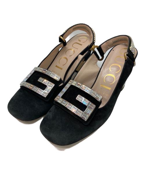 GUCCI（グッチ）GUCCI (グッチ) ビジューヒールパンプス ブラック サイズ:37の古着・服飾アイテム