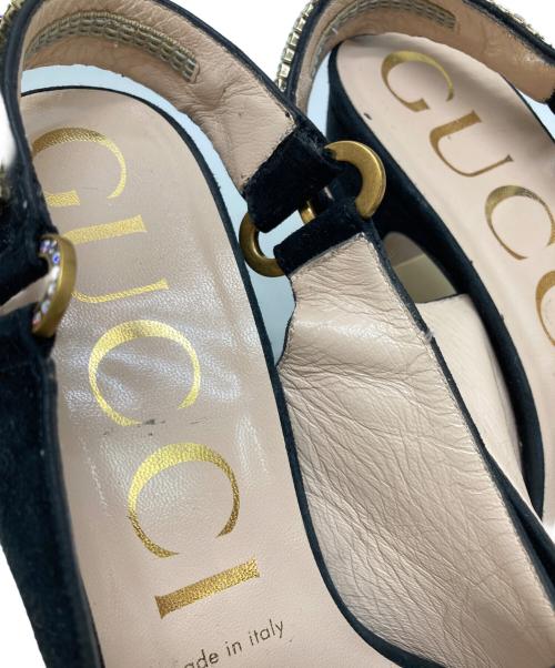 GUCCI（グッチ）GUCCI (グッチ) ビジューヒールパンプス ブラック サイズ:37の古着・服飾アイテム