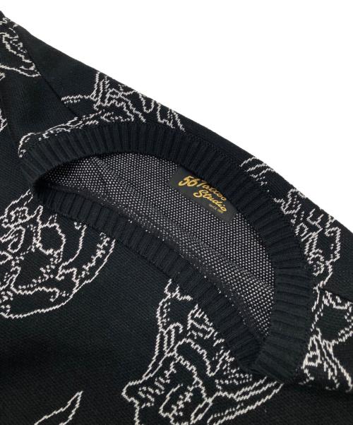 WACKO MARIA（ワコマリア）WACKO MARIA (ワコマリア) 56 TATTOO STUDIO (56 タトゥースタジオ) JACQUARD KNIT SWEATER ブラック サイズ:XLの古着・服飾アイテム