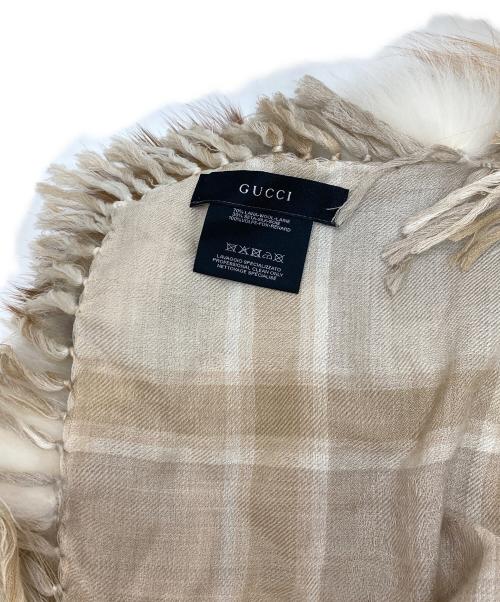 GUCCI（グッチ）GUCCI (グッチ) シルクウールファーストール ベージュの古着・服飾アイテム