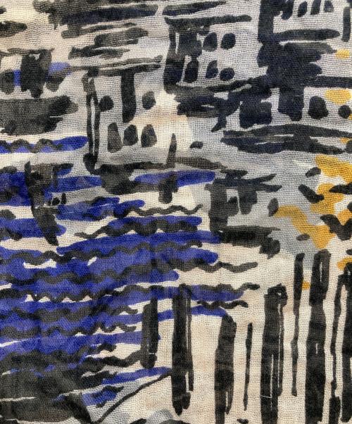 BURBERRY LONDON（バーバリーロンドン）BURBERRY LONDON (バーバリーロンドン) カシミヤ混総柄ストール ブルーの古着・服飾アイテム