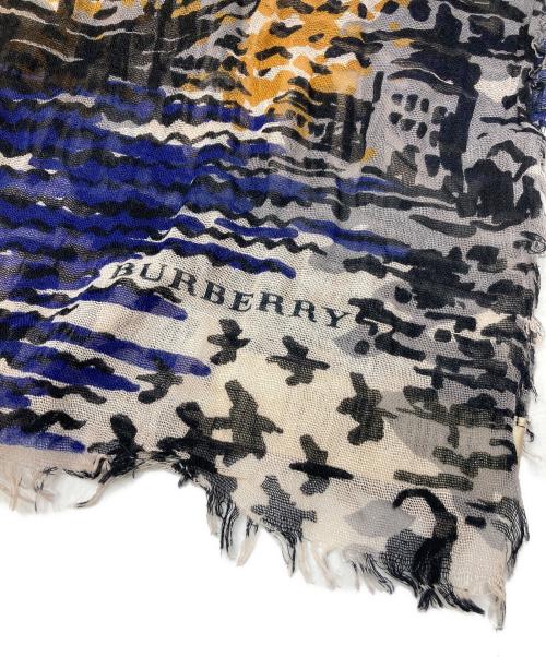 BURBERRY LONDON（バーバリーロンドン）BURBERRY LONDON (バーバリーロンドン) カシミヤ混総柄ストール ブルーの古着・服飾アイテム