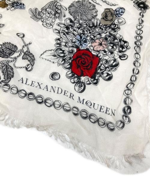 ALEXANDER McQUEEN（アレキサンダーマックイーン）ALEXANDER McQUEEN (アレキサンダーマックイーン) 総柄シルクストール ホワイトの古着・服飾アイテム