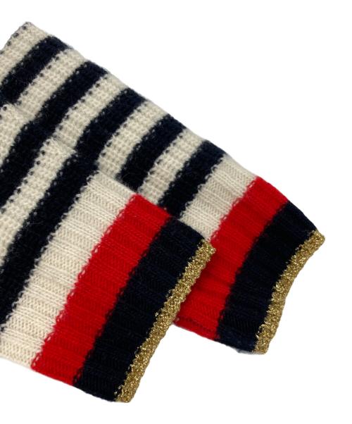 GUCCI（グッチ）GUCCI (グッチ) ストライプウールブレンドボーダーカーディガン ベージュ×ブラック サイズ:XSの古着・服飾アイテム