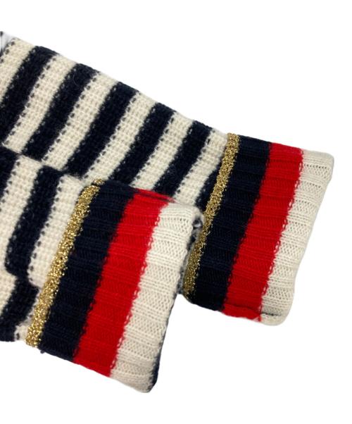 GUCCI（グッチ）GUCCI (グッチ) ストライプウールブレンドボーダーカーディガン ベージュ×ブラック サイズ:XSの古着・服飾アイテム