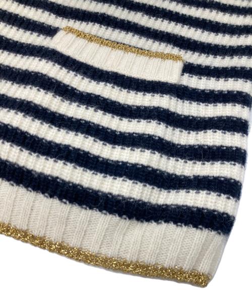 GUCCI（グッチ）GUCCI (グッチ) ストライプウールブレンドボーダーカーディガン ベージュ×ブラック サイズ:XSの古着・服飾アイテム