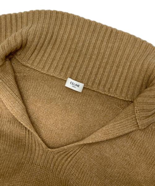 CELINE（セリーヌ）CELINE (セリーヌ) トリオンフモチーフ付カシミヤニットポロシャツ ブラウン サイズ:Mの古着・服飾アイテム
