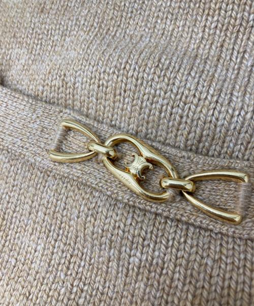 CELINE（セリーヌ）CELINE (セリーヌ) トリオンフモチーフ付カシミヤニットポロシャツ ブラウン サイズ:Mの古着・服飾アイテム