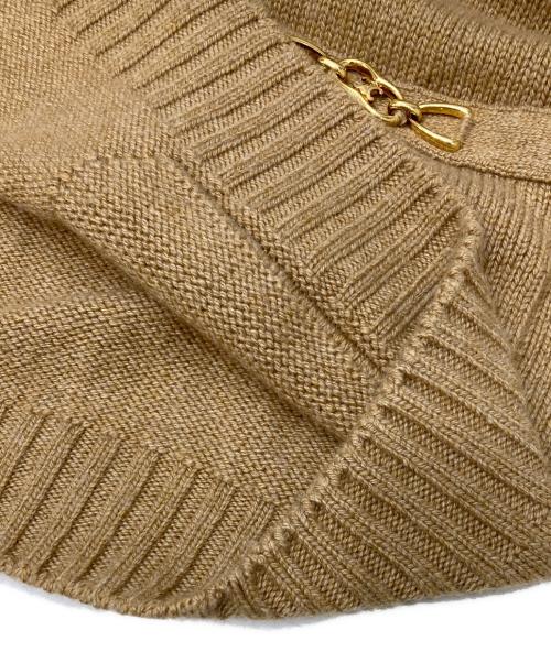 CELINE（セリーヌ）CELINE (セリーヌ) トリオンフモチーフ付カシミヤニットポロシャツ ブラウン サイズ:Mの古着・服飾アイテム