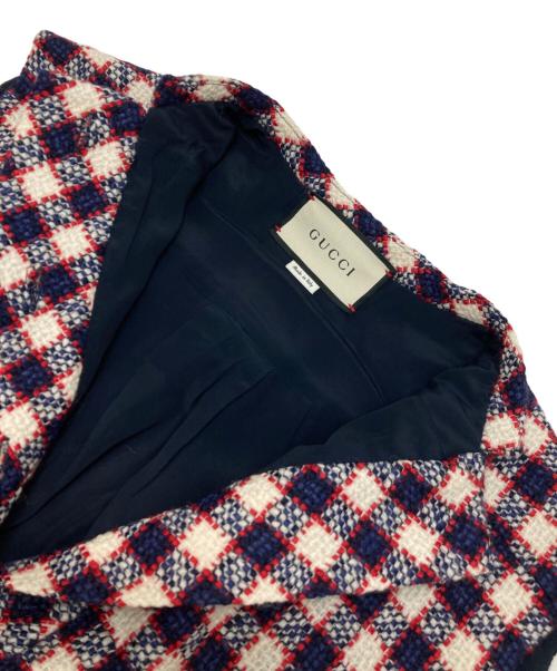 GUCCI（グッチ）GUCCI (グッチ) 金釦ウールニットワンピース レッド サイズ:38の古着・服飾アイテム