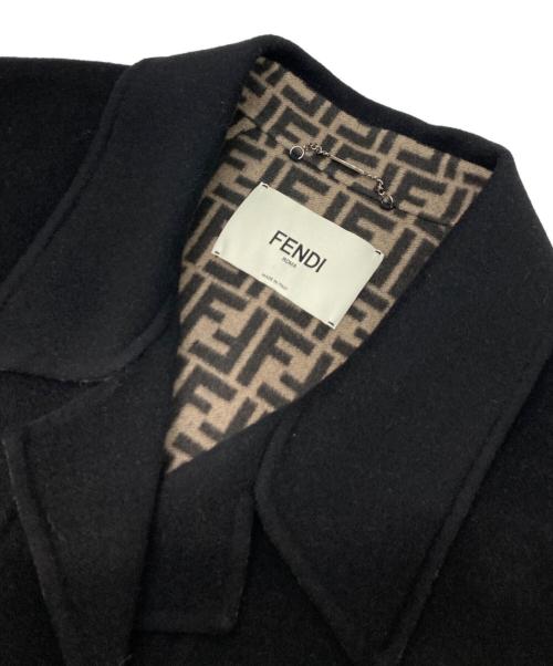 FENDI（フェンディ）FENDI (フェンディ) 裏地ロゴウールシルクダブルジャケット ブラック サイズ:40の古着・服飾アイテム