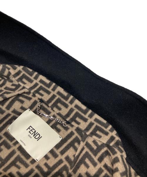 FENDI（フェンディ）FENDI (フェンディ) 裏地ロゴウールシルクダブルジャケット ブラック サイズ:40の古着・服飾アイテム