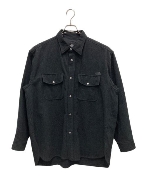 THE NORTH FACE（ザ ノース フェイス）THE NORTH FACE (ザ ノース フェイス) ロングスリーブウッドランドウールシャツ チャコールグレー サイズ:Lの古着・服飾アイテム