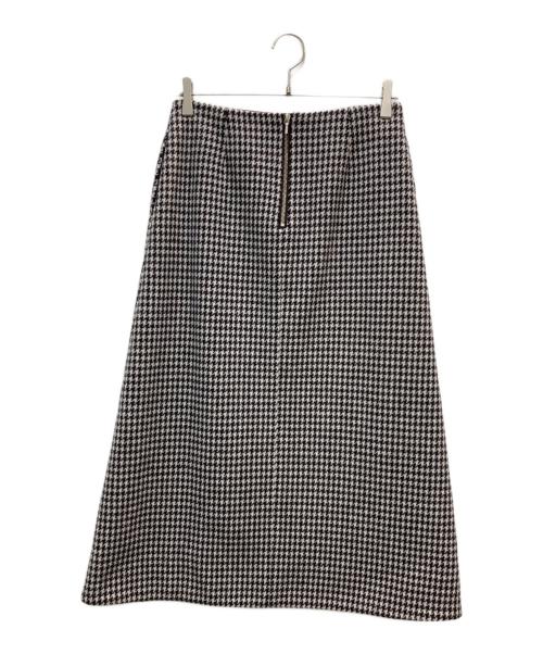 DRAWER（ドゥロワー）Drawer (ドゥロワー) ウールハウンドトゥースチャックスカート ブラウン サイズ:38の古着・服飾アイテム