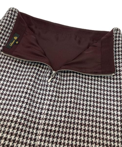DRAWER（ドゥロワー）Drawer (ドゥロワー) ウールハウンドトゥースチャックスカート ブラウン サイズ:38の古着・服飾アイテム