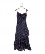 Snidelスナイデル）の古着「フリルチェックキャミソールワンピース」｜レッド×ネイビー