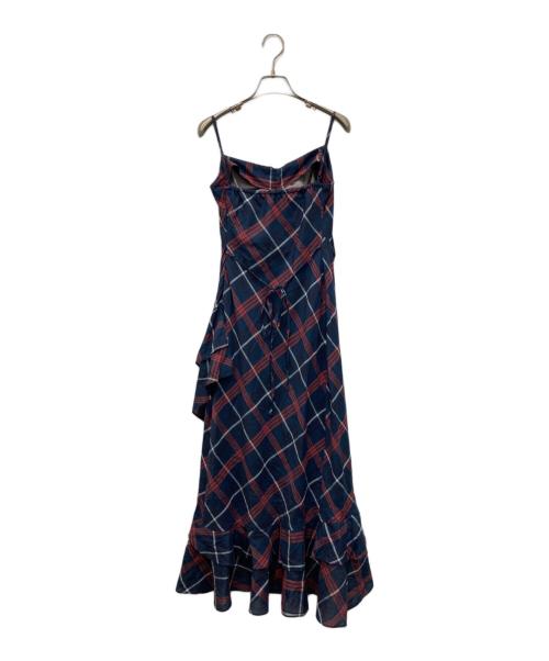 Snidel（スナイデル）Snidel (スナイデル) フリルチェックキャミソールワンピース レッド×ネイビー サイズ:1 未使用品の古着・服飾アイテム