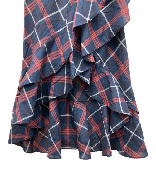 Snidel（スナイデル）Snidel (スナイデル) フリルチェックキャミソールワンピース レッド×ネイビー サイズ:1 未使用品の古着・服飾アイテム