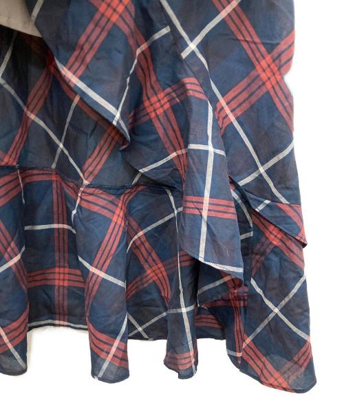 Snidel（スナイデル）Snidel (スナイデル) フリルチェックキャミソールワンピース レッド×ネイビー サイズ:1 未使用品の古着・服飾アイテム