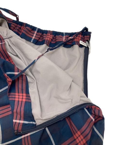 Snidel（スナイデル）Snidel (スナイデル) フリルチェックキャミソールワンピース レッド×ネイビー サイズ:1 未使用品の古着・服飾アイテム