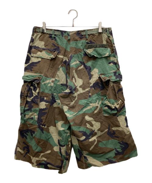 JOSHUA JAMAL（ジョシュア ジャマル）JOSHUA JAMAL (ジョシュア ジャマル) 迷彩 ダメージ 加工 カットオフハーフパンツ オリーブ サイズ:Lの古着・服飾アイテム