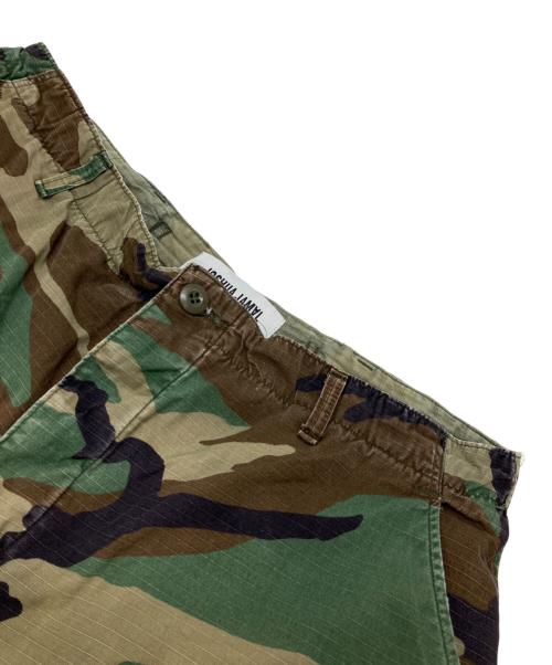 JOSHUA JAMAL（ジョシュア ジャマル）JOSHUA JAMAL (ジョシュア ジャマル) 迷彩 ダメージ 加工 カットオフハーフパンツ オリーブ サイズ:Lの古着・服飾アイテム