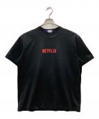 JUNYA WATANABE MANジュンヤワタナベマン）の古着「綿度詰め天竺 プリント NETFLIX Tシャツ」｜ブラック