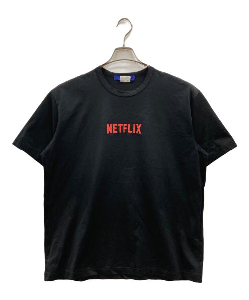 JUNYA WATANABE MAN（ジュンヤワタナベマン）JUNYA WATANABE MAN (ジュンヤワタナベマン) 綿度詰め天竺 プリント NETFLIX Tシャツ ブラック サイズ:Lの古着・服飾アイテム
