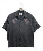 Gakkinガッキン）の古着「NIWATORI EMBROIDERY WHITE SHIRT」｜ブラック