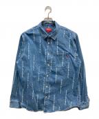 SUPREMEシュプリーム）の古着「LOGO STRIPE JAGUARD DENIM SHIRT」｜インディゴ