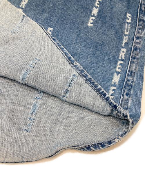 SUPREME（シュプリーム）Supreme (シュプリーム) LOGO STRIPE JAGUARD DENIM SHIRT インディゴ サイズ:Lの古着・服飾アイテム