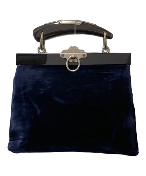 Yves Saint Laurent（イヴサンローラン）Yves Saint Laurent (イヴサンローラン) ベロアハンドバッグ ネイビーの古着・服飾アイテム