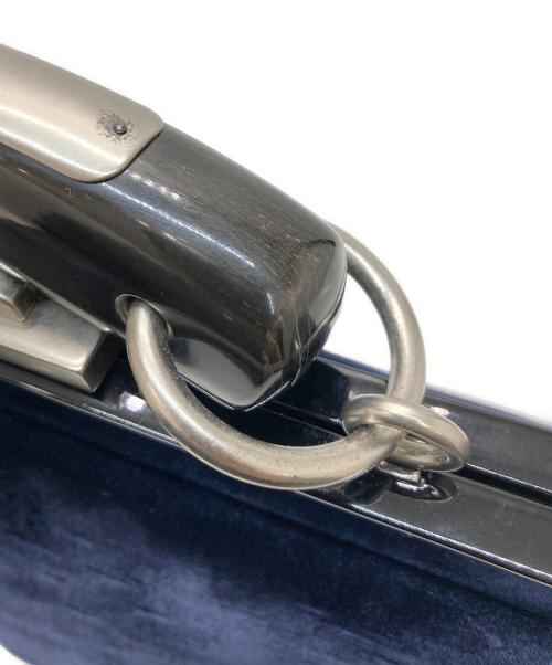 Yves Saint Laurent（イヴサンローラン）Yves Saint Laurent (イヴサンローラン) ベロアハンドバッグ ネイビーの古着・服飾アイテム