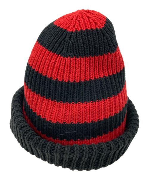 NUMBER (N)INE（ナンバーナイン）NUMBER (N)INE (ナンバーナイン) バルーン ストライプ ニット帽 ブラックの古着・服飾アイテム