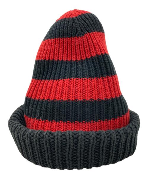 NUMBER (N)INE（ナンバーナイン）NUMBER (N)INE (ナンバーナイン) バルーン ストライプ ニット帽 ブラックの古着・服飾アイテム