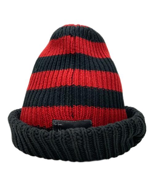 NUMBER (N)INE（ナンバーナイン）NUMBER (N)INE (ナンバーナイン) バルーン ストライプ ニット帽 ブラックの古着・服飾アイテム