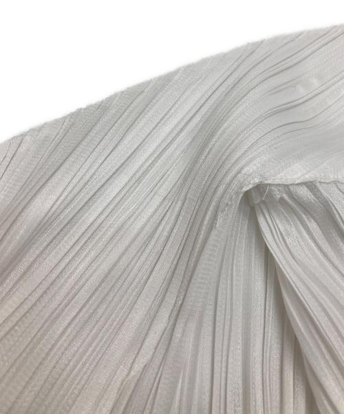 PLEATS PLEASE（プリーツプリーズ）PLEATS PLEASE (プリーツプリーズ) ドレープカラーボタンレスプリーツジャケット ホワイト サイズ:3の古着・服飾アイテム