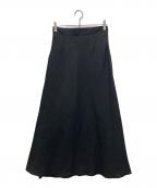 ESTNATIONエストネーション）の古着「リネンスリットセミフレアマキシスカート」｜ブラック