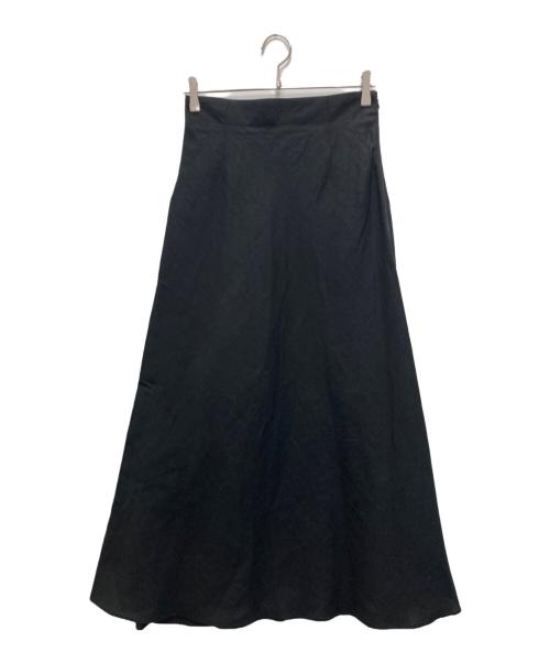 ESTNATION（エストネーション）ESTNATION (エストネーション) リネンスリットセミフレアマキシスカート ブラック サイズ:38の古着・服飾アイテム