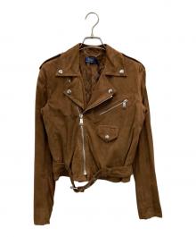 POLO RALPH LAUREN（ポロ・ラルフローレン）の古着「スウェードレザーダブルライダースジャケット」｜ブラウン