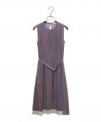BOSS HUGO BOSSボス ヒューゴボス）の古着「ウエストマークストライププリーツワンピース」｜パープル