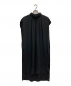 ENFOLDエンフォルド）の古着「ダブルクロス フレンチ ギャザーN/Cドレス」｜ブラック