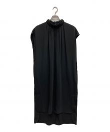 ENFOLD（エンフォルド）の古着「ダブルクロス フレンチ ギャザーN/Cドレス」｜ブラック