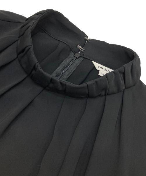 ENFOLD（エンフォルド）ENFOLD (エンフォルド) ダブルクロス フレンチ ギャザーN/Cドレス ブラック サイズ:36の古着・服飾アイテム