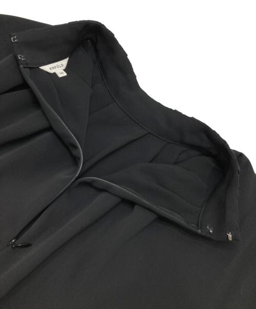 ENFOLD（エンフォルド）ENFOLD (エンフォルド) ダブルクロス フレンチ ギャザーN/Cドレス ブラック サイズ:36の古着・服飾アイテム